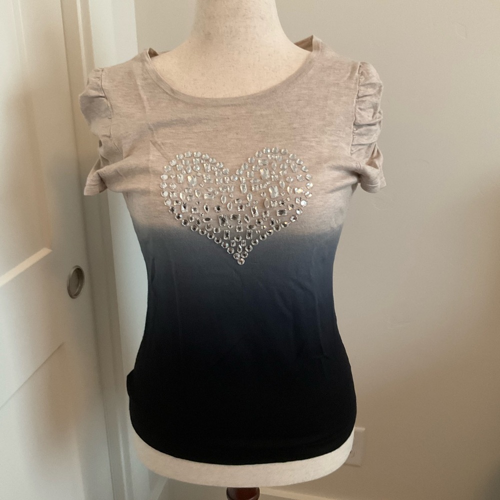 INC International Concepts Silver Embellished Ombre Top